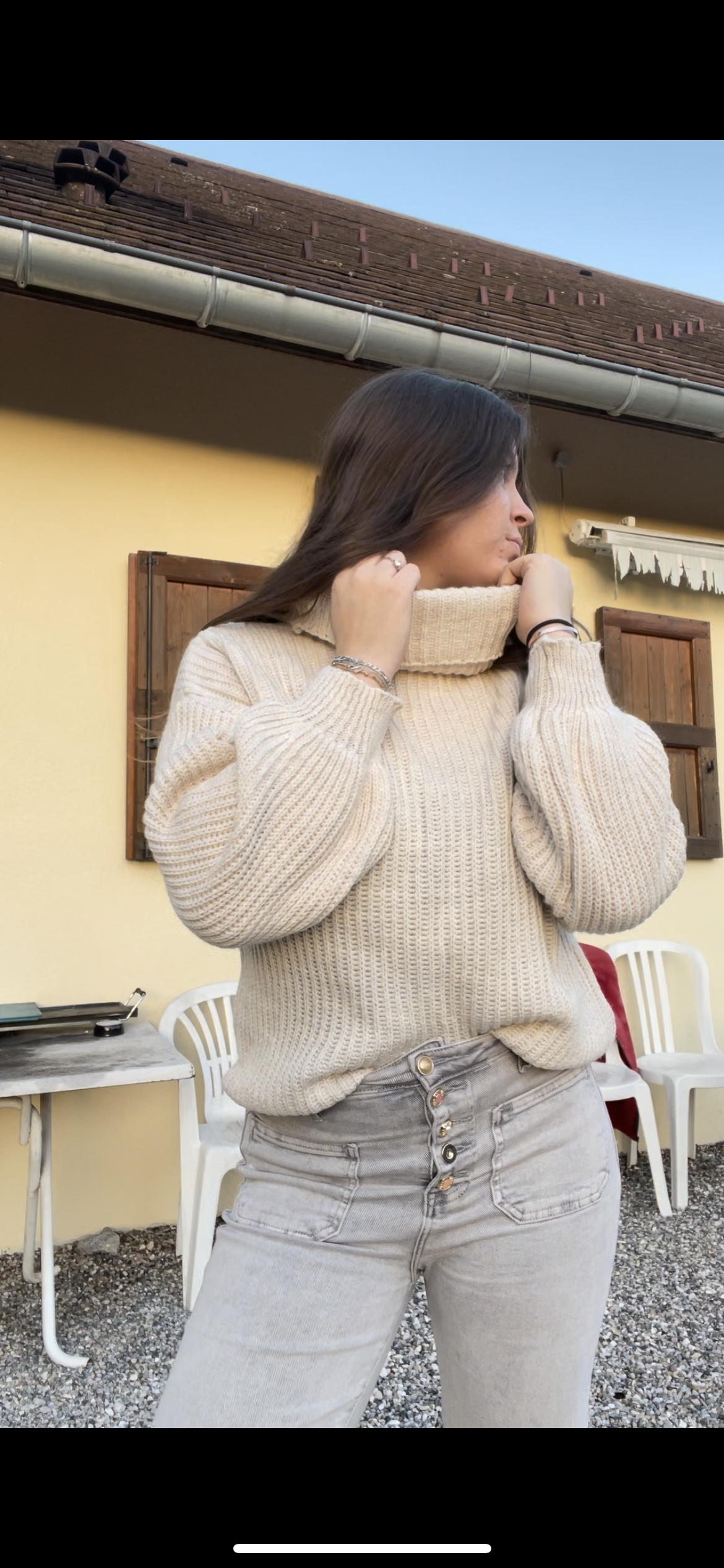 pull col roulé en taille unique